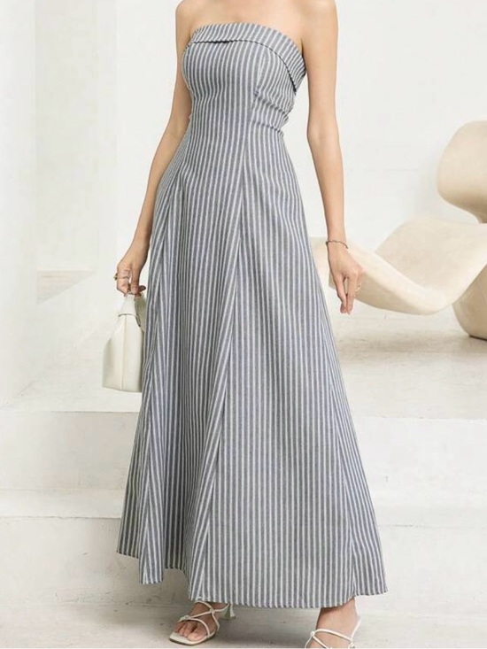SHEIN Dresses & Skirts - Strapless Pinstripe Maxi Dress